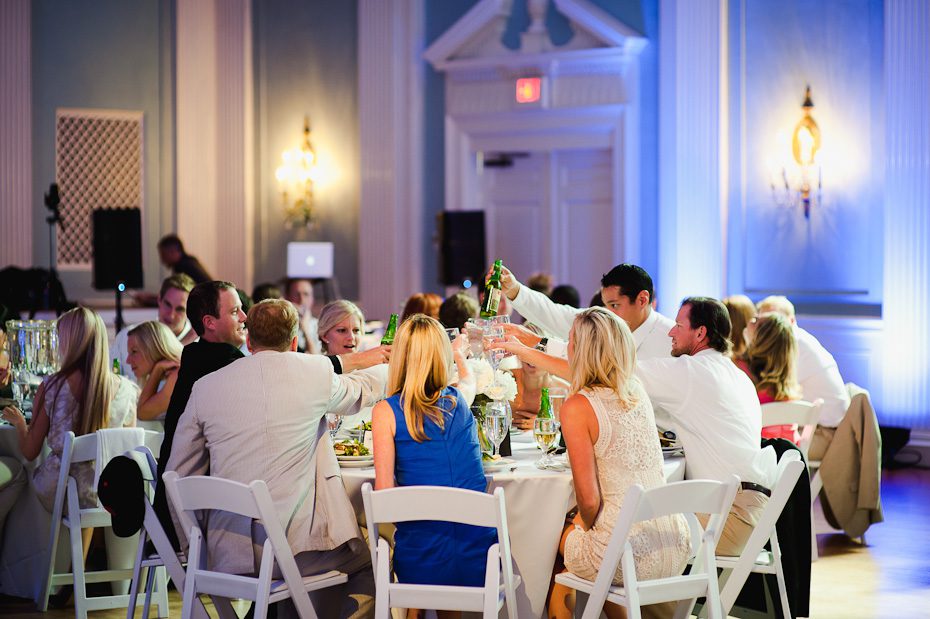 11_wedding_guests_eating_sit_down_dinner weddings austin 11 wedding guests eating sit down dinner Austin Wedding Photography | Saint Austins Cathedral and Texas Federation of Womens Club Mansion Wedding